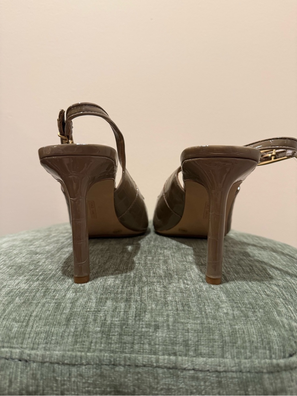 Vince Camuto Taupe Croc-Effect Pointed Slingback Pumps - Picture 3 of 6